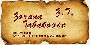 Zorana Tabaković vizit kartica